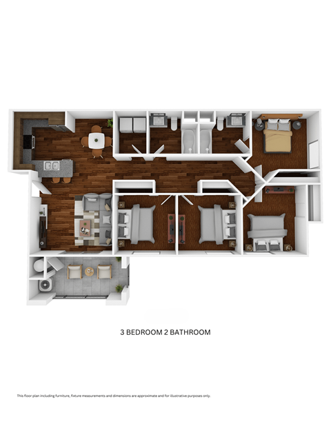 Liberty Family Apartments four bedroom two bathroom floor plan